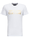 VERSACE WHITE COTTON T-SHIRT WITH LOGO PRINT VERSACE