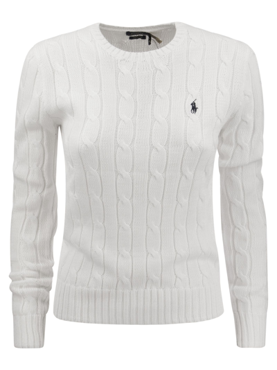 Polo Ralph Lauren Slim-fit Cable Knit Sweater With Classic Design In White