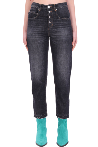 Isabel Marant Étoile Belden Jeans In Black Denim In Fk Faded Black