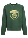 Saint Laurent Logo-flocked Cotton-jersey Sweatshirt In Verde