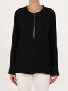 Stella Mccartney Zipper Detail Long Sleeve Top In Black