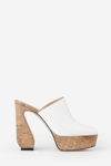 Si Rossi Cork Platform Mules In White