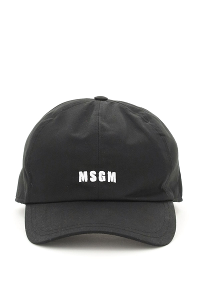 Msgm Baseball Cap With Logo Embroidery In Black