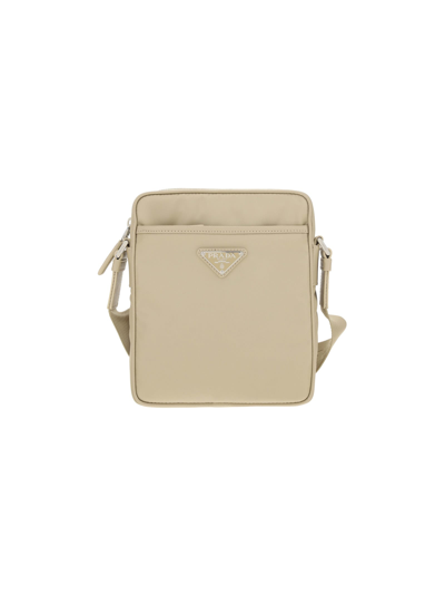 Prada `re-nylon` And `saffiano` Leather Shoulder Bag In White