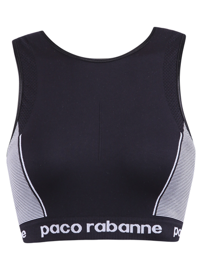 Rabanne Sportive Cropped  Top With Logo In Black