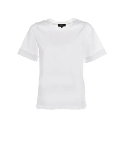 Fay T-shirt Bianca Manica Plisse Npwb3446160qqab001 In White