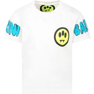 Barrow White T.shirt For Kids With Smile In Bianco