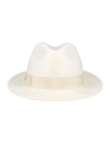 Borsalino White Straw Hat In Cream