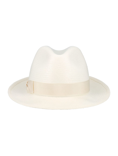 Borsalino White Straw Hat In Cream
