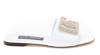 Dolce & Gabbana Crystal-embellished Dg Logo Leather Sandals In Bianco