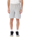Helmut Lang Grey Core Logo Print Cotton Shorts In Grey