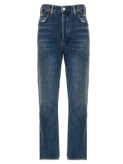 Agolde Riley Frequency Crop Jeans In Blue