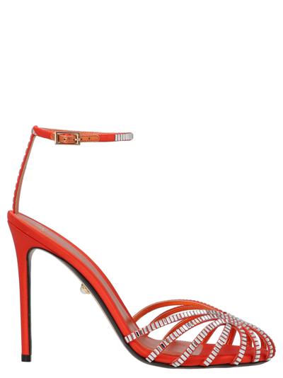 Alevì Caged 115mm High-heel Sandals In Orange