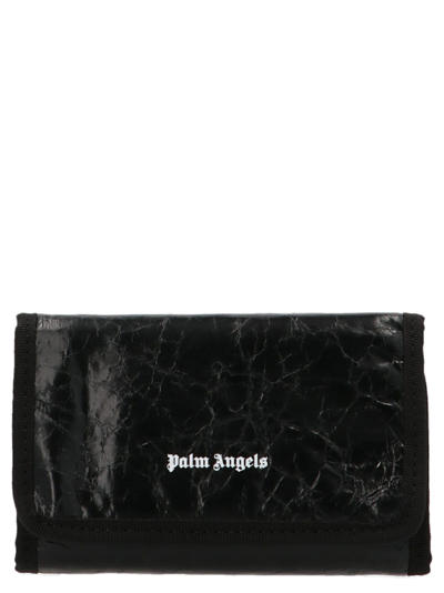 Palm Angels Crinkle Leather Wallet In Black