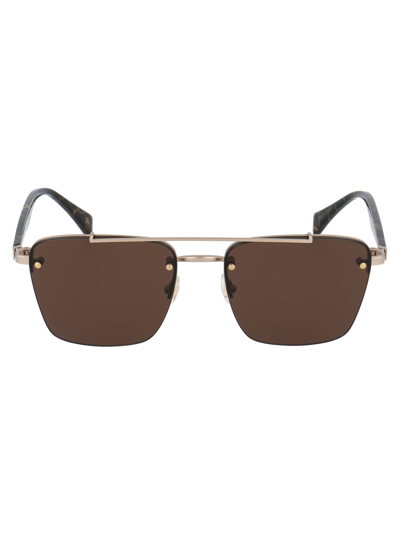 Yohji Yamamoto Square-frame Sunglasses In 403 Gold