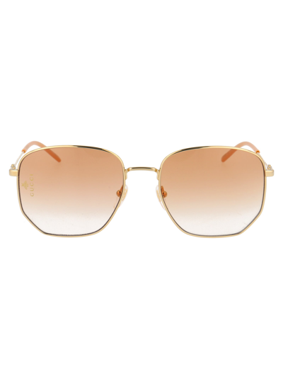 Gucci Gg0396s Sunglasses In 003 Gold Gold Orange