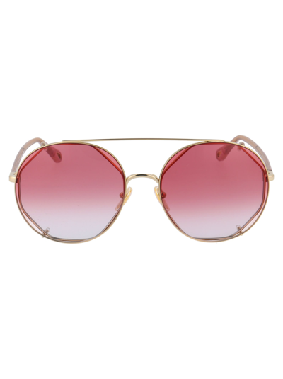 Chloé Ch0041s Gold Sunglasses In Red Gradient