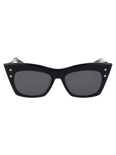 Balmain B-ii Sunglasses In Navy Gold W/dark Grey Ar