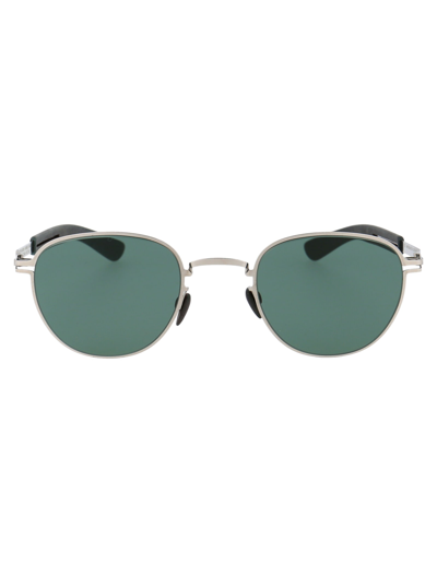 Mykita Basil Sunglasses In 245 Mh3 Silver/storm Grey|neophan Solid