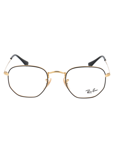 Ray Ban 0rx6448 Glasses In 2991 Black On Gold