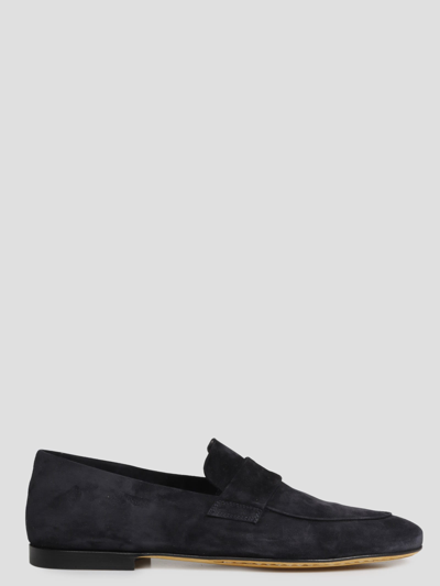 Officine Creative Airto Suede Loafers In Deep Navy