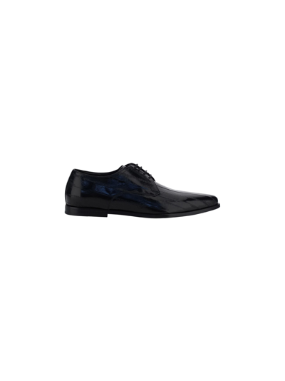 Dolce & Gabbana Anguilla Eel-leather Derby Shoes In Black