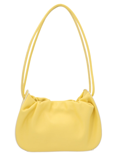 Staud Kiki Ruched Leather Shoulder Bag In Yellow