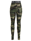 Dolce & Gabbana Logo-waistband Camouflage-print Leggings In Green