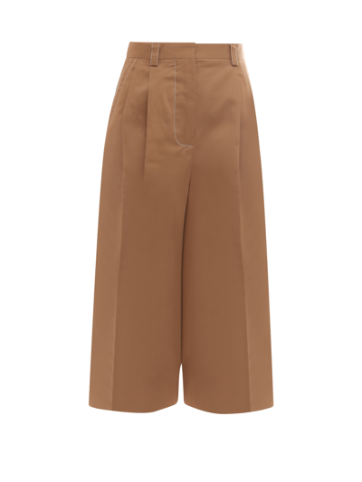 Marni Wide Leg Cotton And Linen Trouser - Atterley In Beige