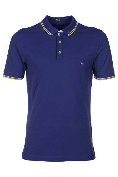 Fay Polo Shirt With Embroidered Logo In Blue