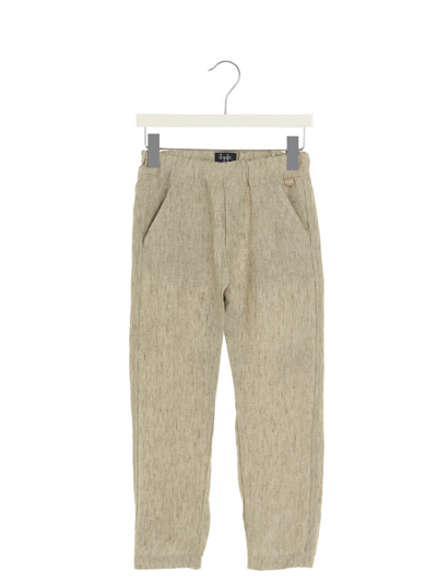 Il Gufo Kids' Linen Tapered Trousers In Beige