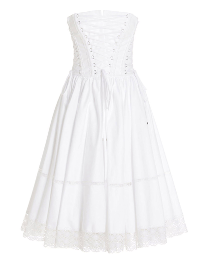 Dolce & Gabbana Women's Tuta Lace-up Cotton Twill Dress In White