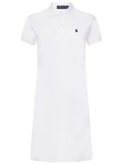 Ralph Lauren Cotton Mesh Polo Dress In White