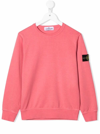 STONE ISLAND JUNIOR PINK COTTON SWEATSHIRT WITH LOGO