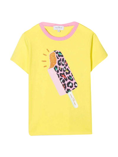 Little Marc Jacobs Kids' Yellow T-shirt For Girl With Ice Cream In (giallo Limone)