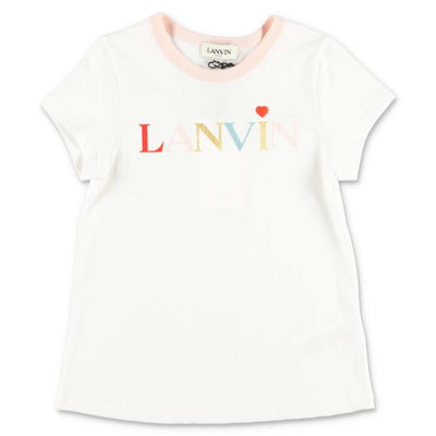 Lanvin Kids' T-shirt Bianca In Jersey Di Cotone In White
