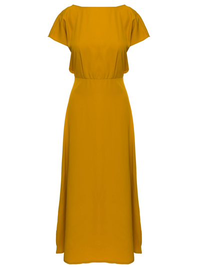 Mauro Grifoni Grigfoni Womans Mustard-colored Viscose Long Dress In Ocher