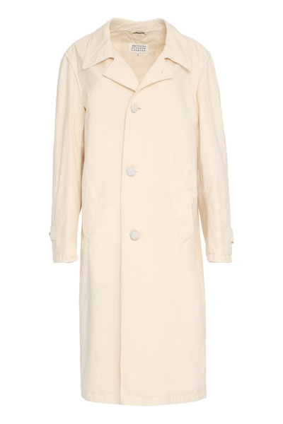 Maison Margiela Long Cotton Trench Coat In White