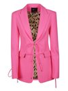 Blumarine Peak-lapels Lace-up Blazer In Fuxia Fluo