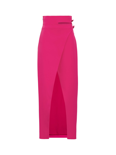Genny Long Skirt With Buttons In Fuchsia