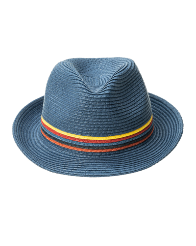 Paul Smith Artist Stripe Raffia Fedora Hat In Blue