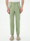 FENDI GREEN LINEN TROUSERS