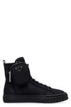 Prada Re-nylon Pouch Detail High-top Sneakers In Nero