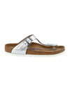 Birkenstock Gizeh Metallic Leather Sandals In Silver