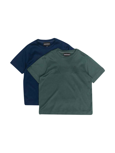 Emporio Armani Set 2 Blue / Green T-shirt Teen Boy