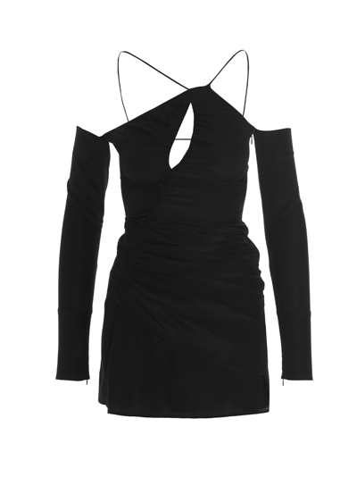 N°21 Cold-shoulder Design Mini Dress In Black