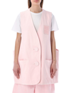 Raf Simons Denim Oversized Gilet With Covered Buttons In Light Pink