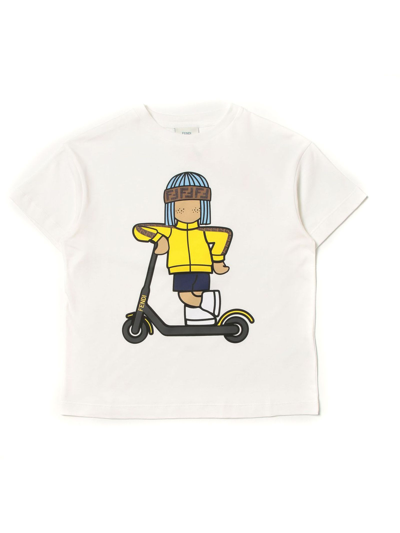 Fendi Kids' White Cotton Tshirt