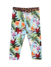 Philipp Plein Junior Floral-print Slip-on Leggings In Azzurro