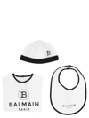 BALMAIN SLEEPSUIT, BEANIE AND BIB SET